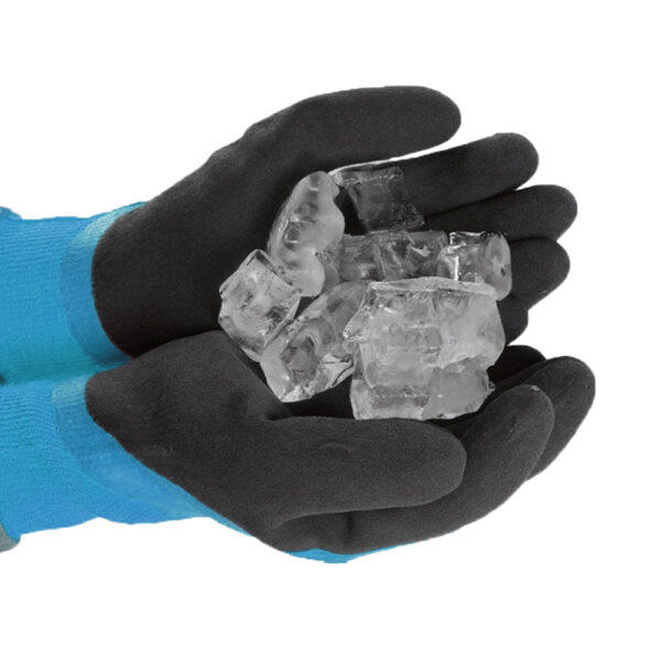 Guante Termico Impermeable sujetando hielo 100% anti frio